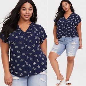 TORRID/ 00 Navy 📷 print button front blouse💙